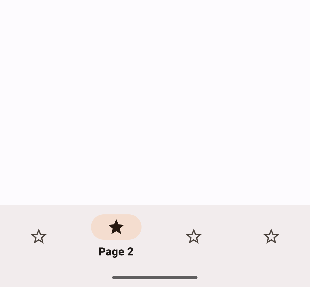 Bottom navigation bar with brown icons (favorites, music, places, news) and
pink background