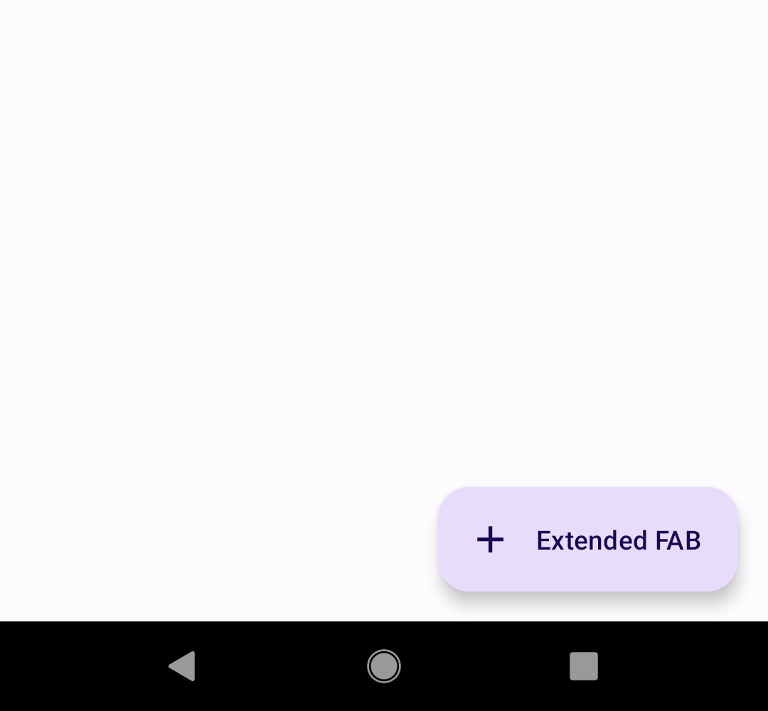 Purple FAB with plus icon and "Extended" label