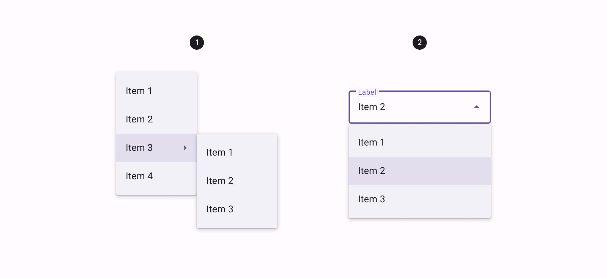 Composite image of example dropdown and exposed dropdown menu types