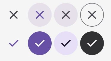 Two rows of toggling icon buttons, the top row is unselected and the bottom
row is
selected